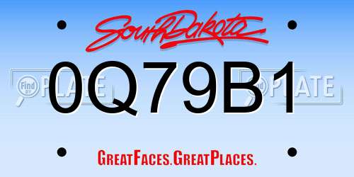 0Q79B1 South Dakota License Plate