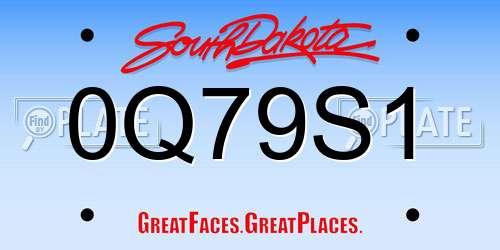 0Q79S1 South Dakota License Plate