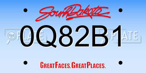 0Q82B1 South Dakota License Plate