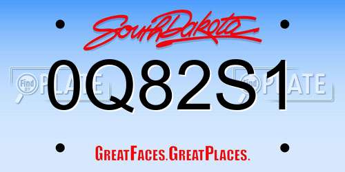 0Q82S1 South Dakota License Plate