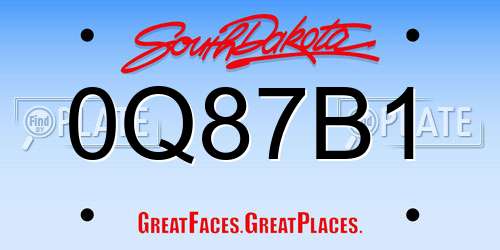 0Q87B1 South Dakota License Plate