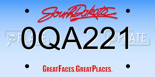 0QA221 South Dakota License Plate