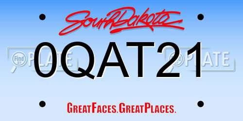 0QAT21 South Dakota License Plate