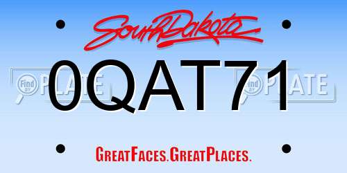 0QAT71 South Dakota License Plate