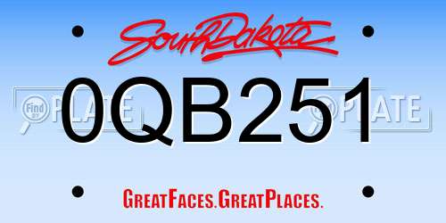 0QB251 South Dakota License Plate