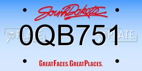 0QB751 South Dakota License Plate