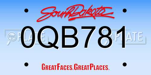 0QB781 South Dakota License Plate
