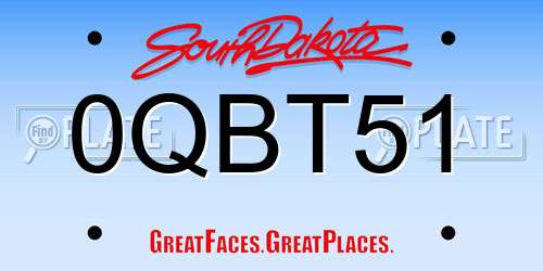 0QBT51 South Dakota License Plate