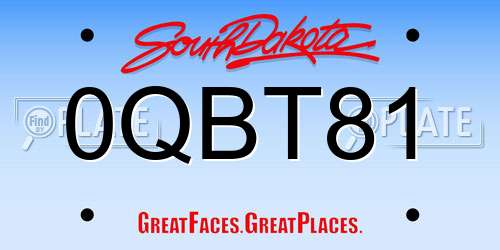 0QBT81 South Dakota License Plate