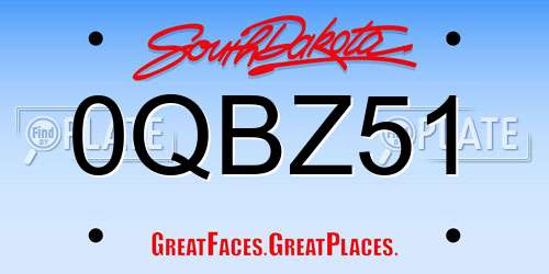 0QBZ51 South Dakota License Plate