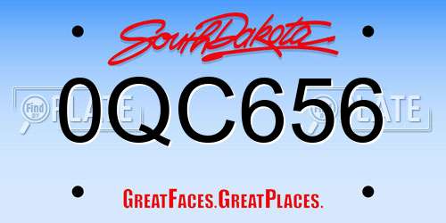0QC656 South Dakota License Plate