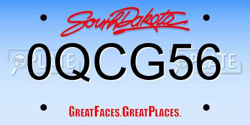 0QCG56 South Dakota License Plate