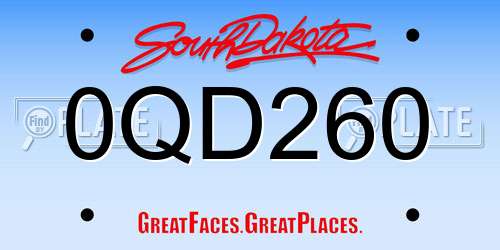 0QD260 South Dakota License Plate