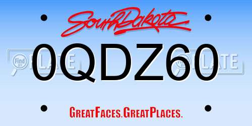 0QDZ60 South Dakota License Plate