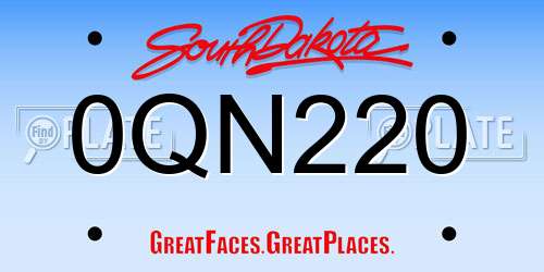 0QN220 South Dakota License Plate