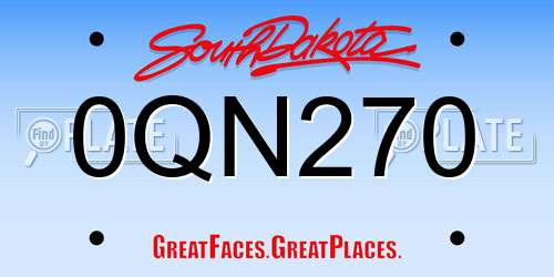 0QN270 South Dakota License Plate