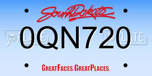 0QN720 South Dakota License Plate