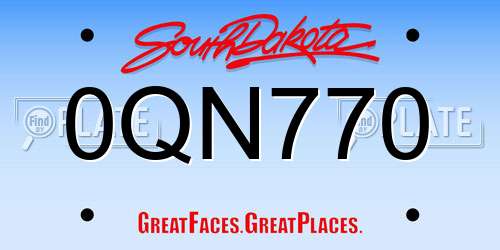 0QN770 South Dakota License Plate