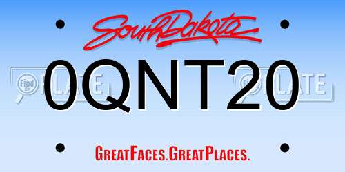 0QNT20 South Dakota License Plate