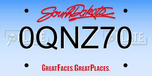 0QNZ70 South Dakota License Plate