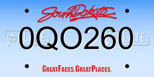 0QO260 South Dakota License Plate