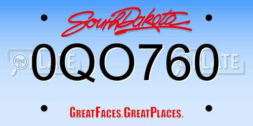 0QO760 South Dakota License Plate