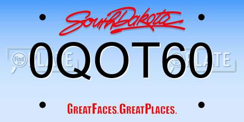 0QOT60 South Dakota License Plate