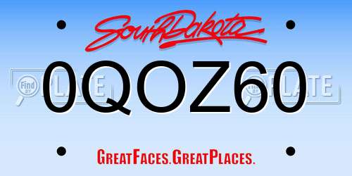 0QOZ60 South Dakota License Plate