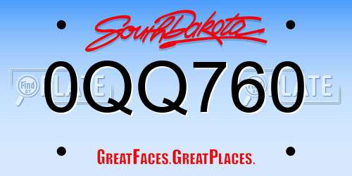 0QQ760 South Dakota License Plate