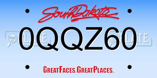 0QQZ60 South Dakota License Plate