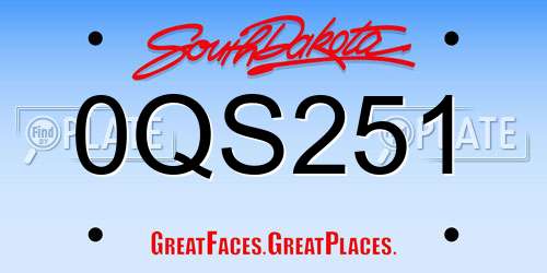 0QS251 South Dakota License Plate