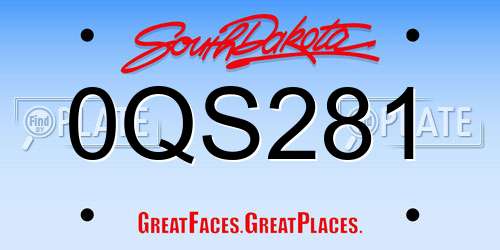 0QS281 South Dakota License Plate