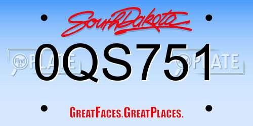 0QS751 South Dakota License Plate