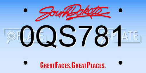 0QS781 South Dakota License Plate