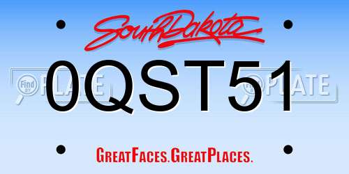 0QST51 South Dakota License Plate