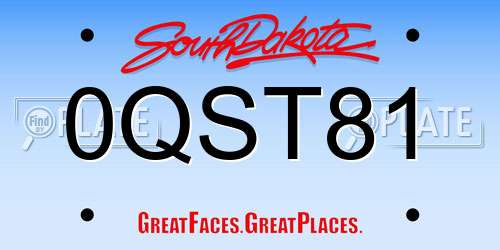 0QST81 South Dakota License Plate