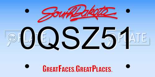 0QSZ51 South Dakota License Plate