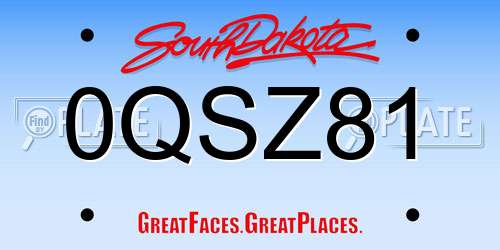0QSZ81 South Dakota License Plate
