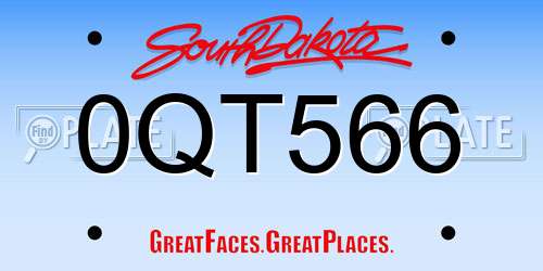 0QT566 South Dakota License Plate