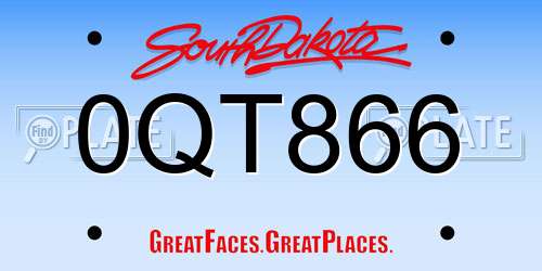 0QT866 South Dakota License Plate