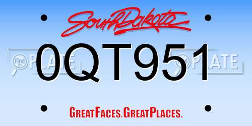 0QT951 South Dakota License Plate