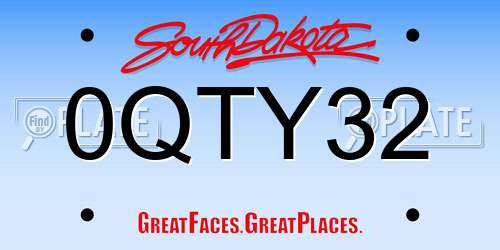 0QTY32 South Dakota License Plate