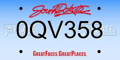 0QV358 South Dakota License Plate