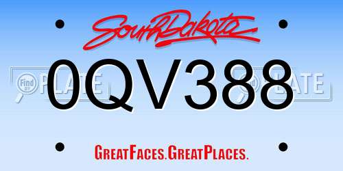 0QV388 South Dakota License Plate