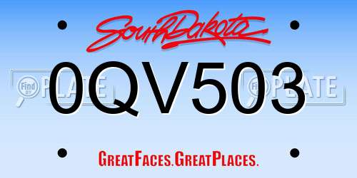 0QV503 South Dakota License Plate