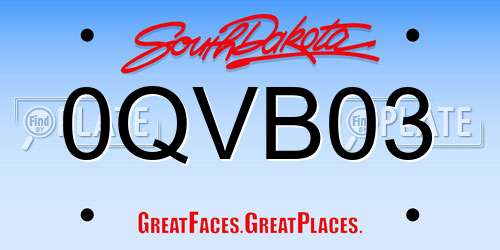 0QVB03 South Dakota License Plate