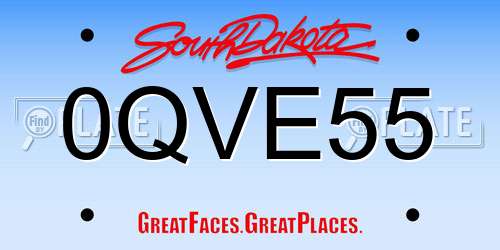 0QVE55 South Dakota License Plate