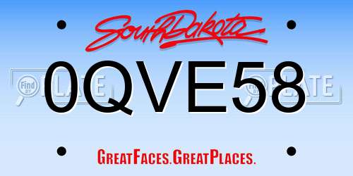 0QVE58 South Dakota License Plate