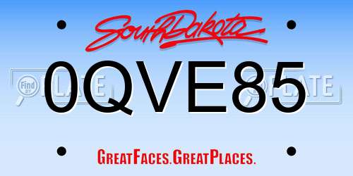 0QVE85 South Dakota License Plate
