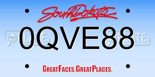 0QVE88 South Dakota License Plate